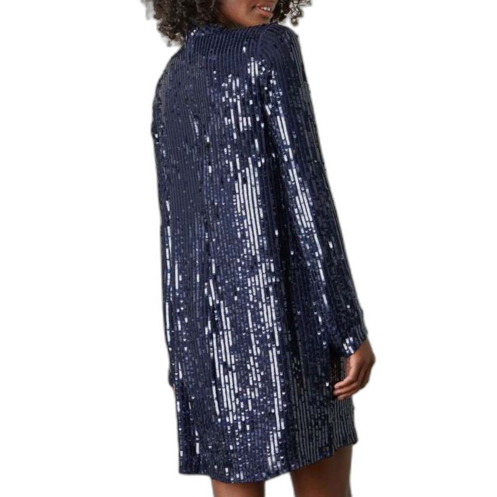Velvet by Graham & Spencer Veda Sequin Shift Mini Dress Long Sleeve, Navy, Small - Picture 4 of 5